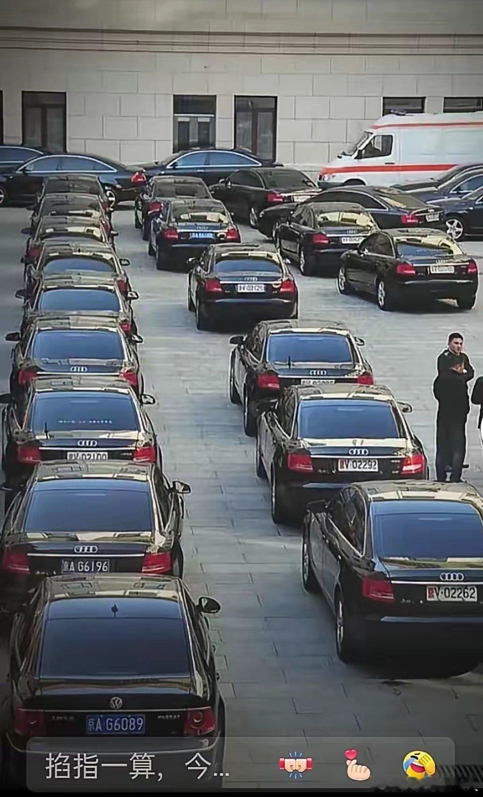 车友们，下面这张2009年的照片里，清一色的奥迪A6。奥迪A6在国内，向来是官车