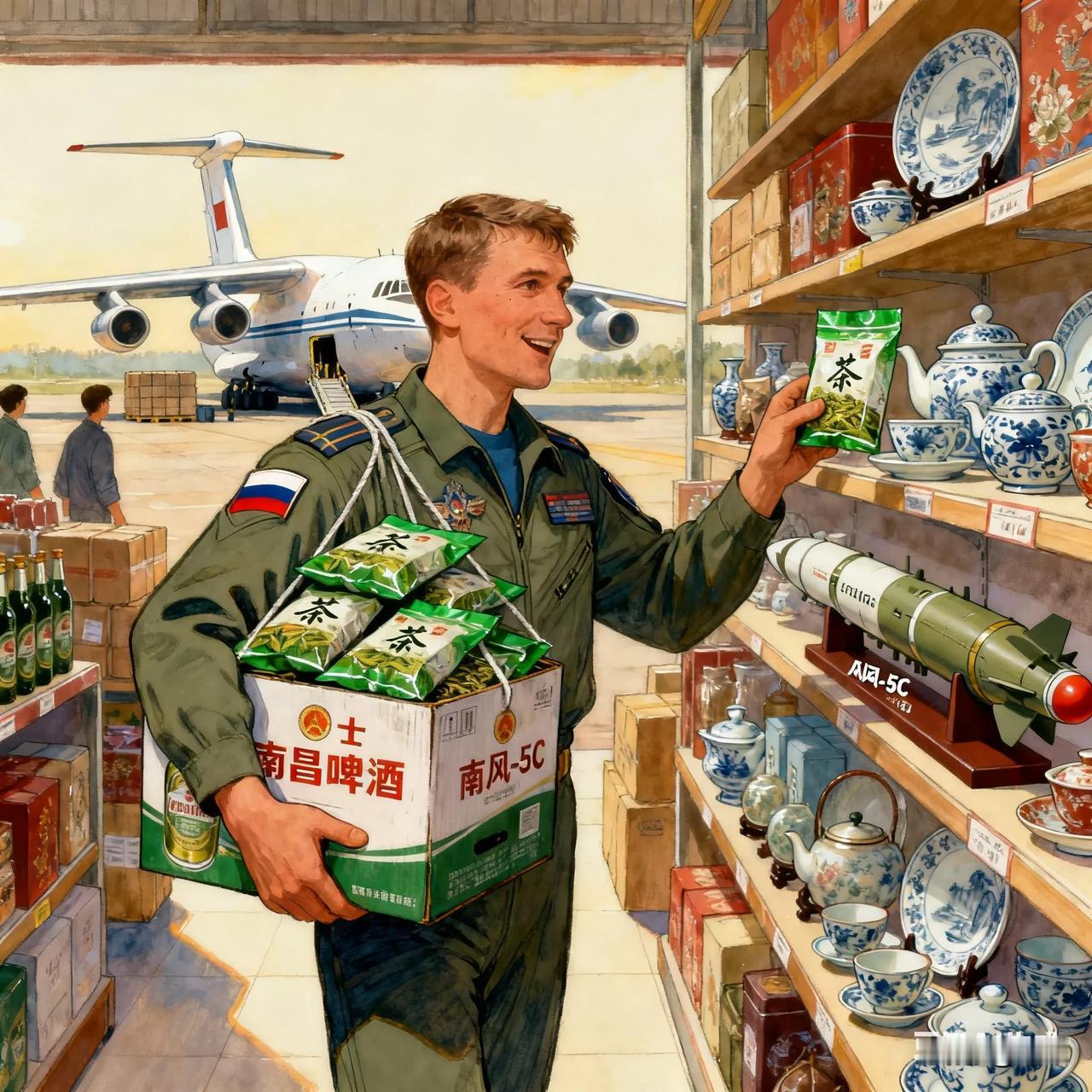 俄飞行员南昌扫货名场面！运输机变“购物车”南昌飞行大会刚落幕，俄罗斯“勇士