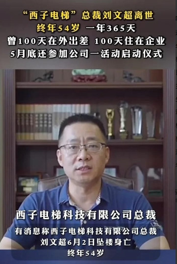 西子电梯总裁刘文超跳楼了，原因是啥呢？没有人不想活着，除非实在活不下去了。有网友