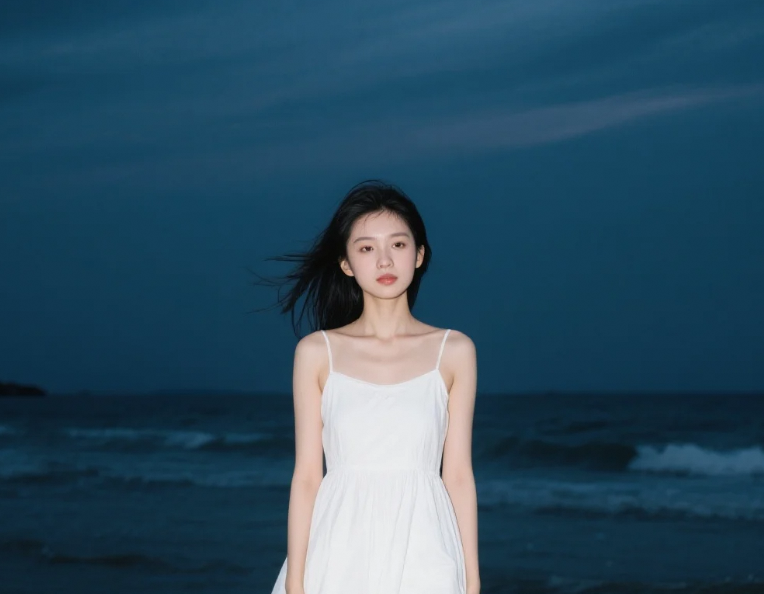 氛围美学天花板！白纱与暗涌海浪的视觉交响