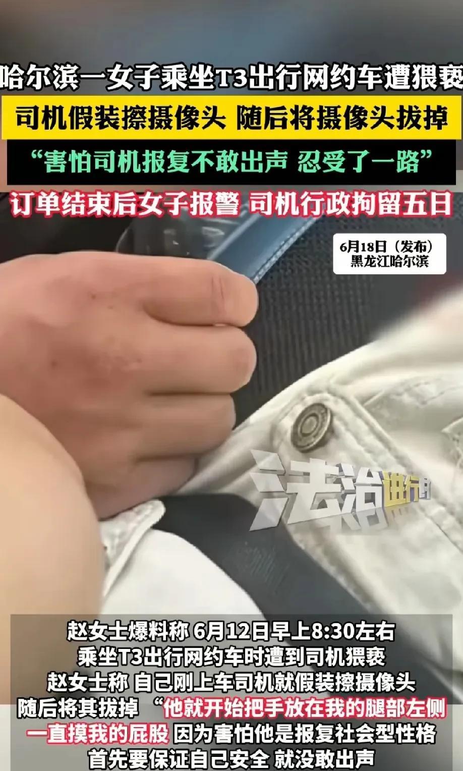 “胆子太大了！”黑龙江哈尔滨，一女子外出时，乘坐了一辆T3网约车，没想到竟遭到司