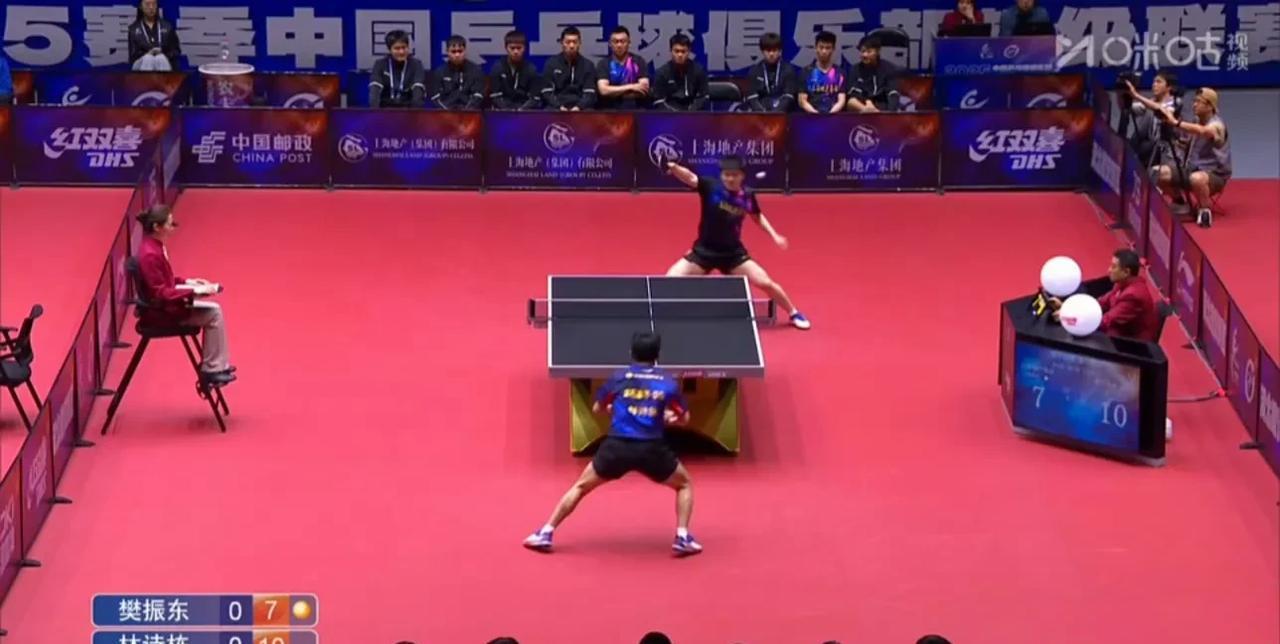 樊振东3-2林诗栋（7-11，11-7，11-7，10-12，11-8），长达1
