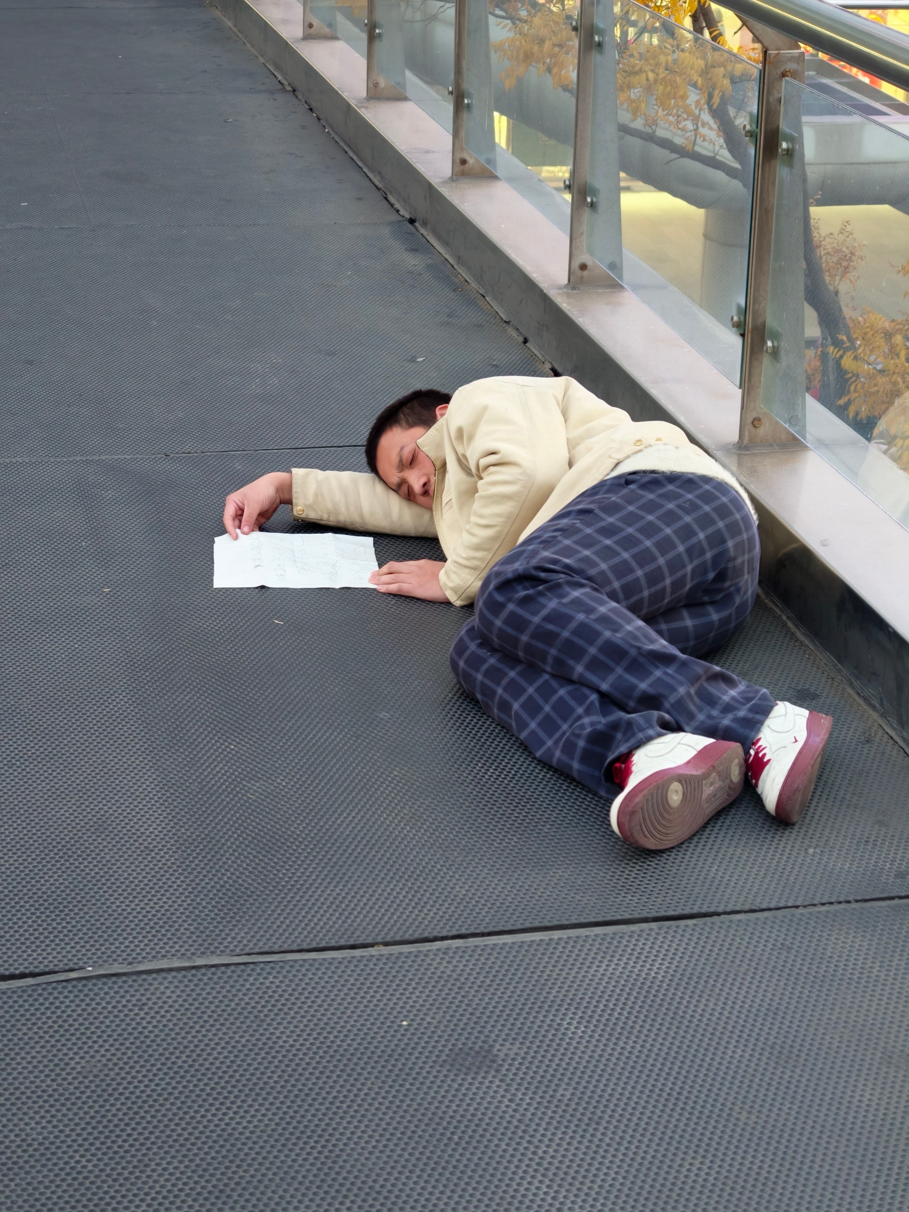 完全不理解，这有胳膊有腿。看着年纪也不小了，穿的也还都挺得体的。直接躺地上就开始