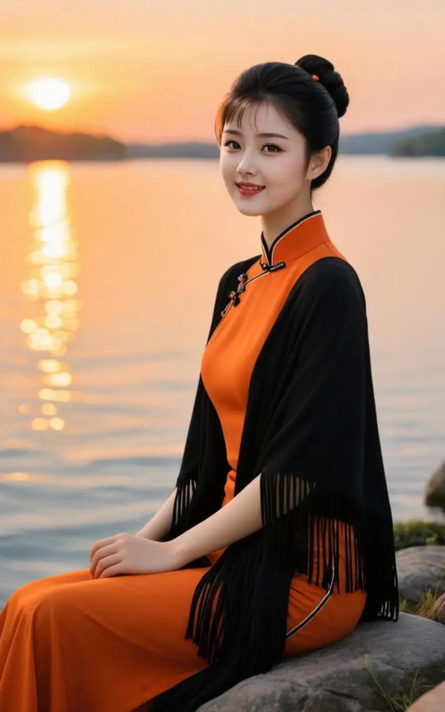 《夕阳下的眷恋》在橘色的边缘，夕阳揉碎了光，洒在湖面上，泛起层层柔波。你