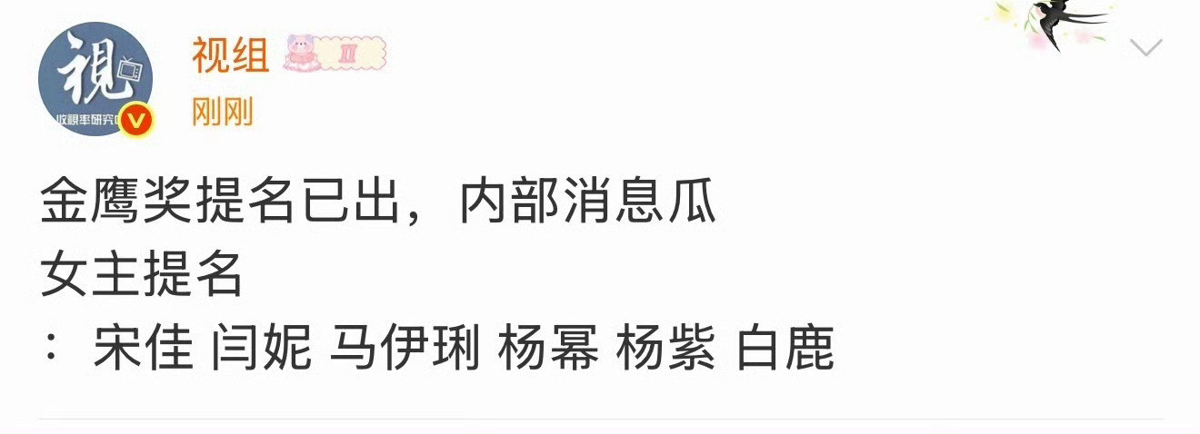🍉白鹿携《北上》入围金鹰最佳女主，如果单纯看作品，《北上》确实够硬，入围没问