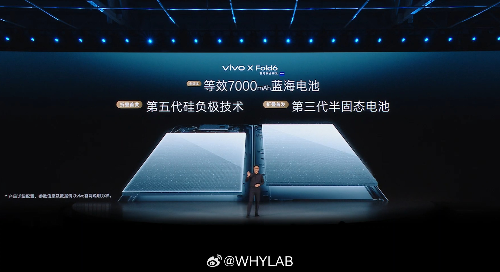 vivoXFold6搭载7000mAh蓝海电池（18%硅含量，能量密