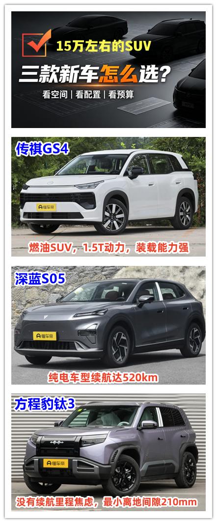 15万左右的燃油SUV和插混该如何选择呢？我觉得有三款车型可以选择。接下来的三款