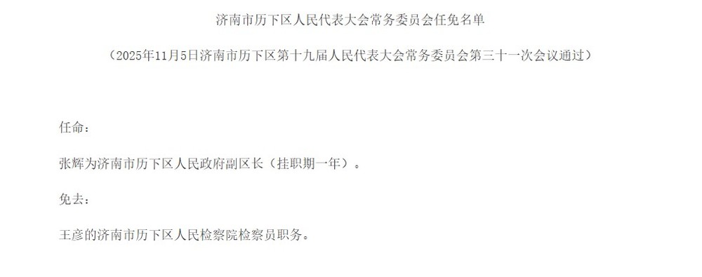 济南这一区任命副区长