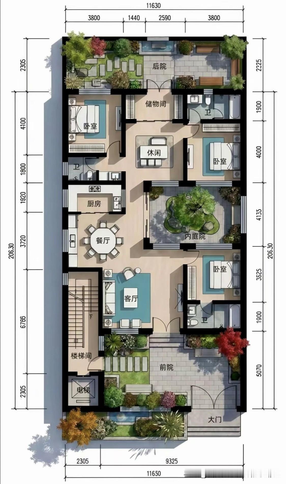 一款“挑不出毛病”的合院图纸😡😡很适合兄弟合建、多代同堂居住[玫瑰