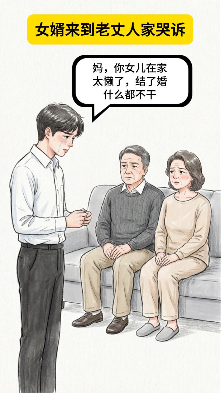开心笑一笑：你去来到老丈人家哭诉女婿：妈，你女儿在家太懒了，结了婚什么都