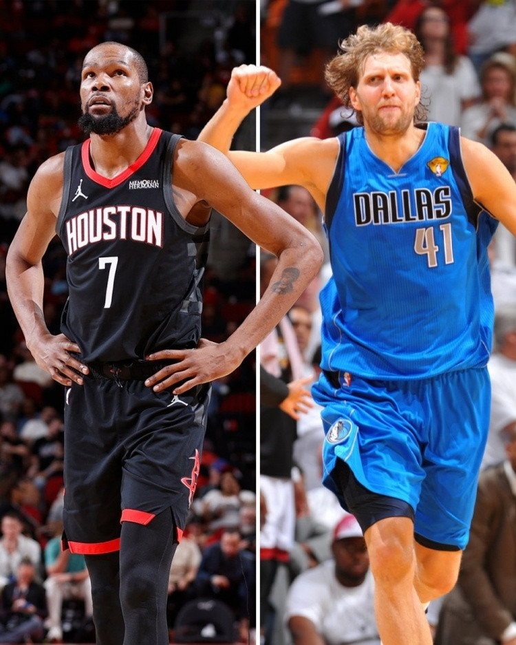 杜兰特生涯第25次在第四节或者加时赛最后10秒投进扳平或者反超球，超越诺维茨基有