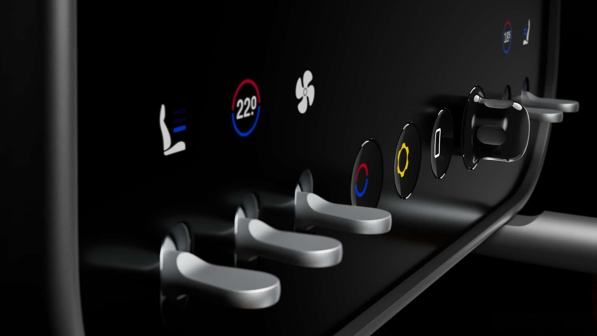 法拉利公布了电车Luce的部分内饰……这个屏幕与实体结构融合的复古设计很棒啊！看