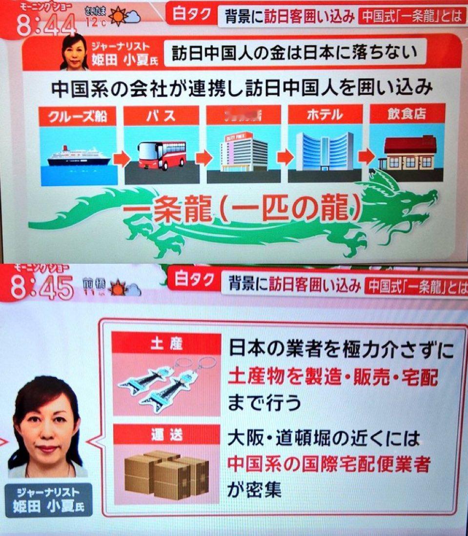 日本记者在电视节目中给日本人普及什么是中国的“一条龙服务”：满载中国游客的中国游