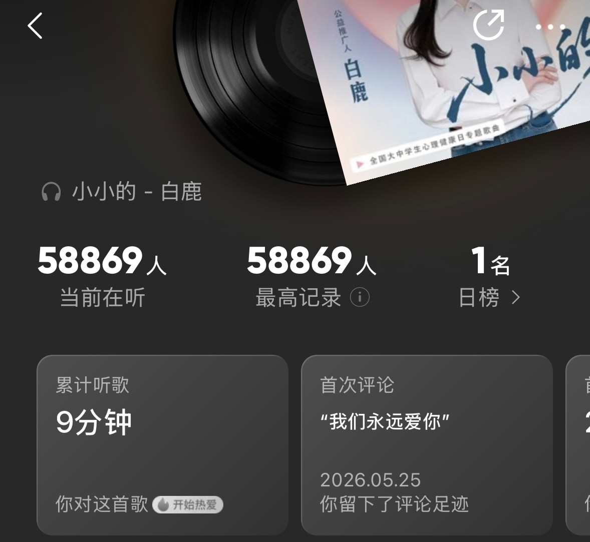 白鹿「小小的」公益单曲零点上线🫶🏻指导单位：公安部新闻传媒中心/中国广播电视