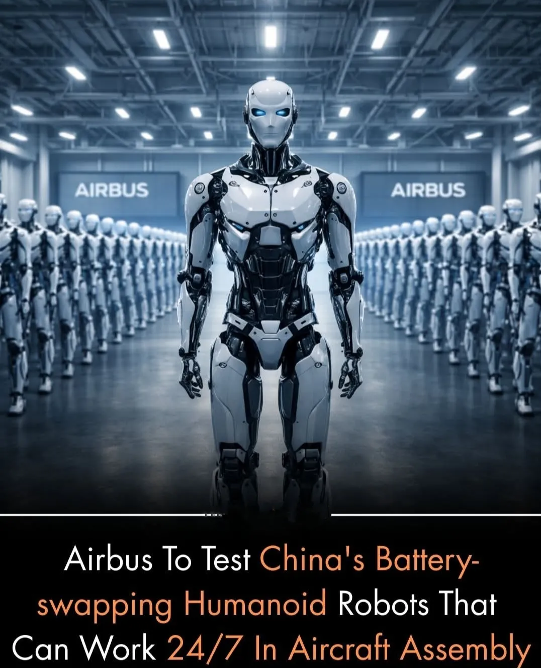 空客公司宣布计划测试来自中国的先进人形机器人，这些机器人采用电池更换技术，可实现不间断运行。
