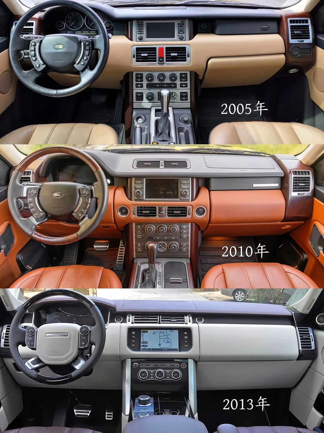 从1974年开始，路虎揽胜的内饰变化，不得不说以前的设计真的非常经典，哪怕放在现