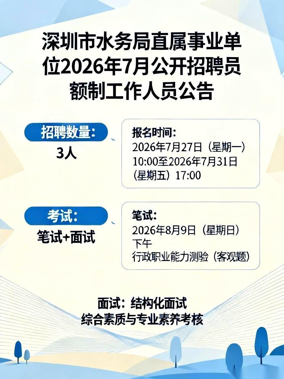 深夜炸锅！深圳水务局只招3人，考试规则太良心，无数考生直呼捡到宝大半夜刷到