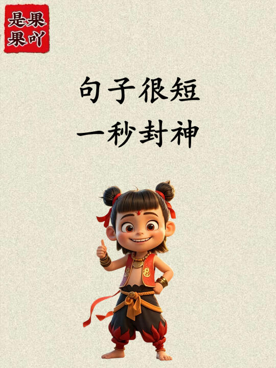 ＂句子很短，一秒封神！＂