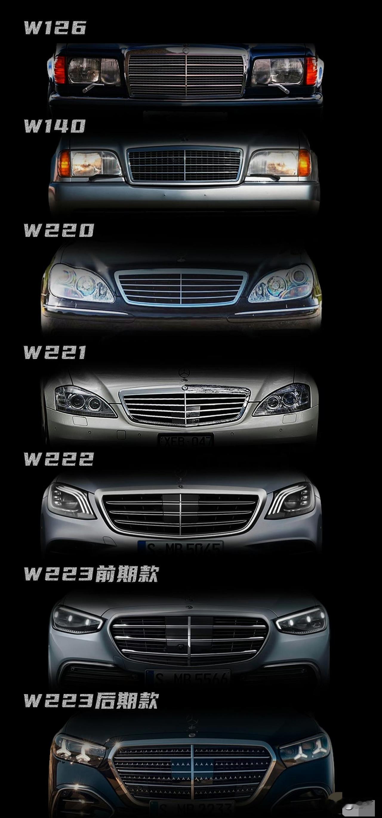 奔驰也是朝着脸越来越大的趋势了，按这个进化之路，2040年会长啥样？有人看了