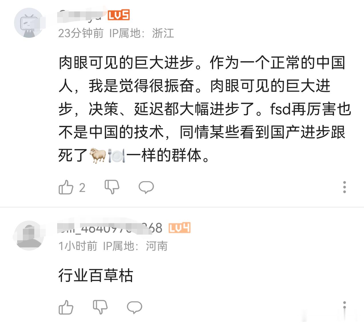 我发的ADS5挂壁公路视频，评论区的这两个评论对照起来就很有意思