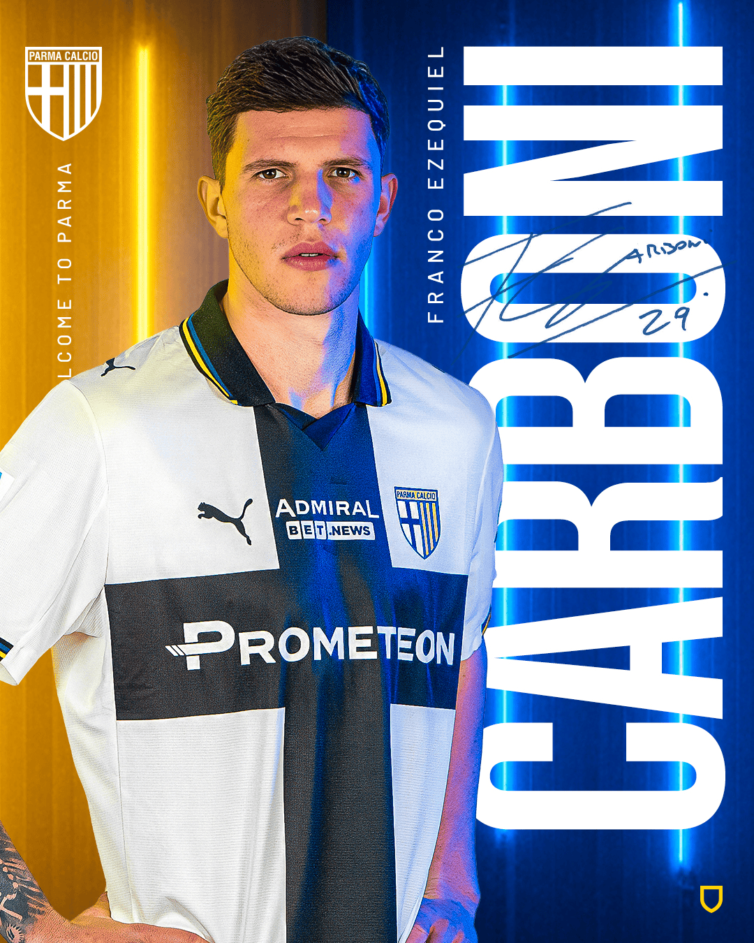 官方: 帕尔马租借+买断选项从国际米兰签下大卡博尼