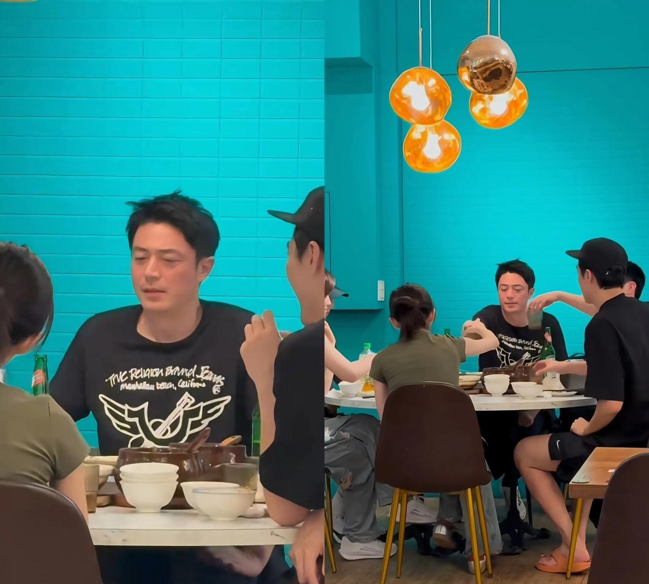 吃饭偶遇霍建华！网友在湾湾某餐厅遇到了华哥，与好友举杯畅饮，喝的满脸通红，最后还