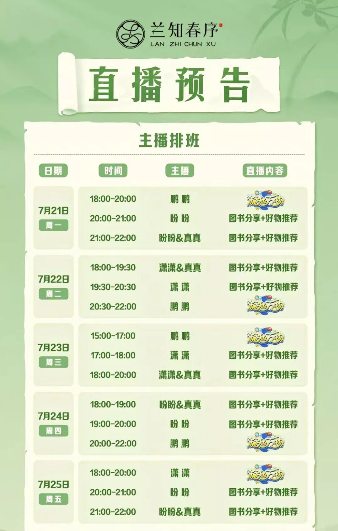 有谁认识？这是董宇辉给“兰知春序”招的新主播吗？下周排班表出现了一个新人名字“