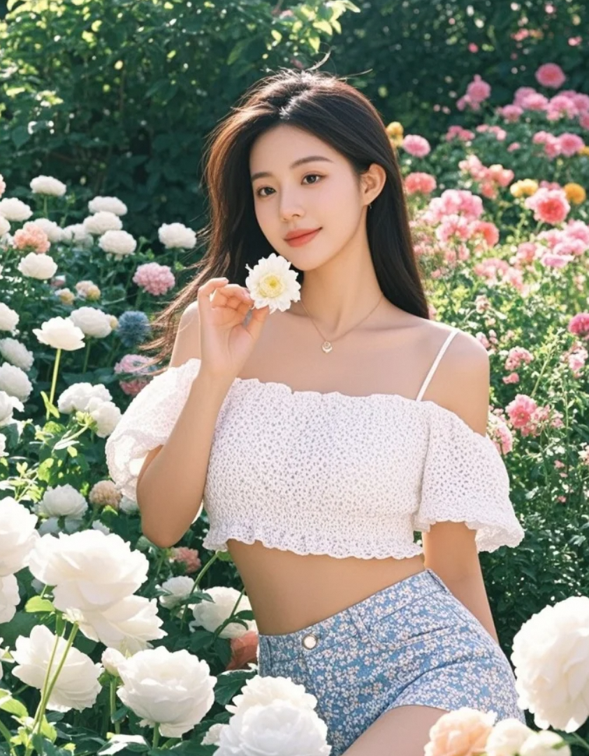 当女神遇上花海，每一帧都是心动的感觉