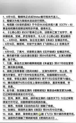 爆！6月娱乐圈大事件，你知道几个？6月10日鞠婧祎成Mac代言人；檀健次预热格