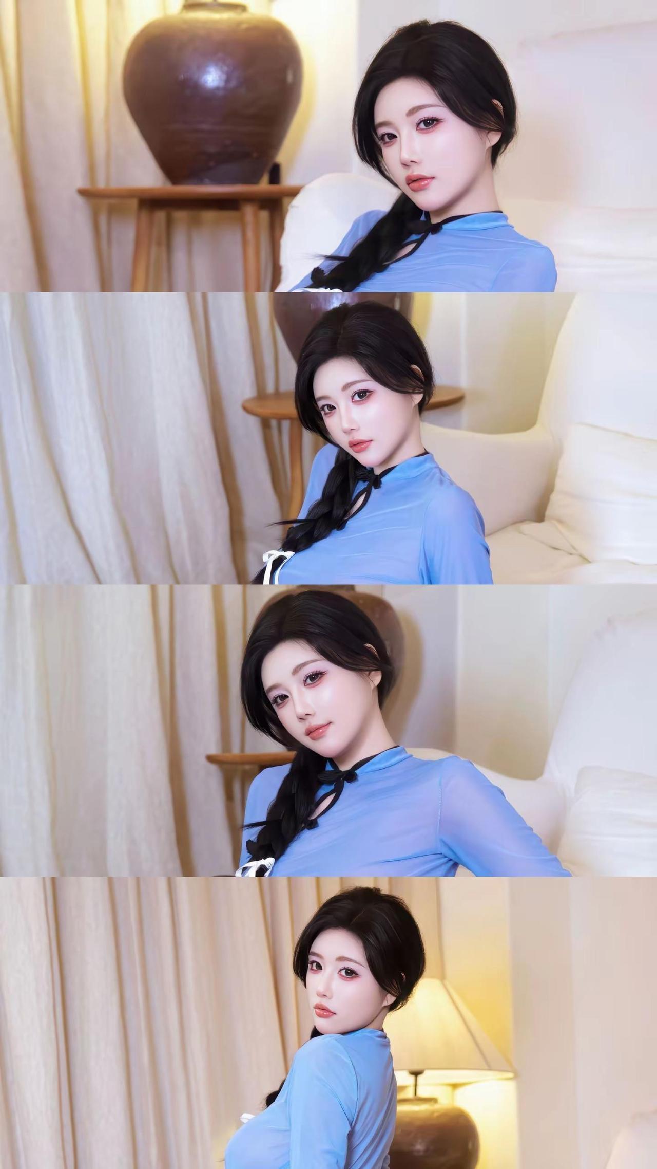 东方女性的古典之美古典国风穿搭慵懒松弛感拉满蓝调旗袍温婉氛围感