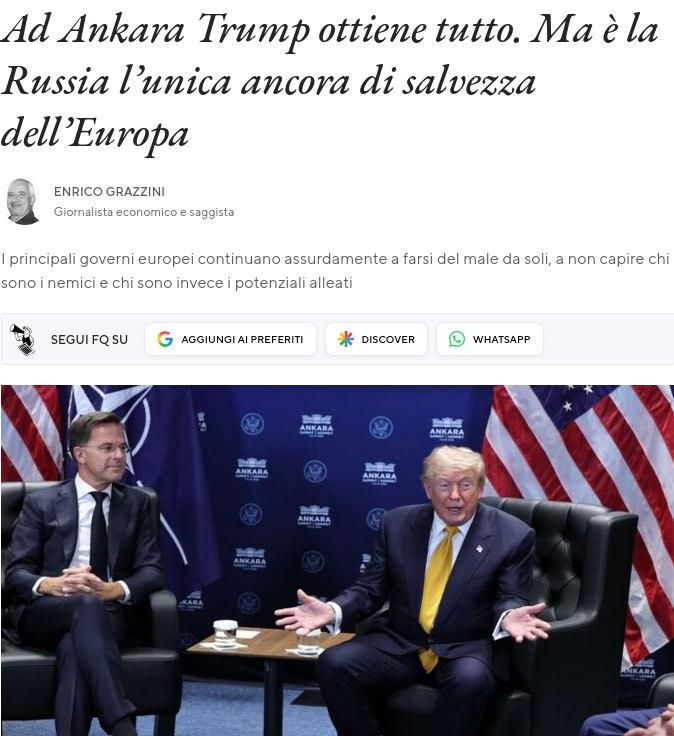 意大利《IlFattoQuotidiano》经济评论员格拉齐尼近日发表惊人观