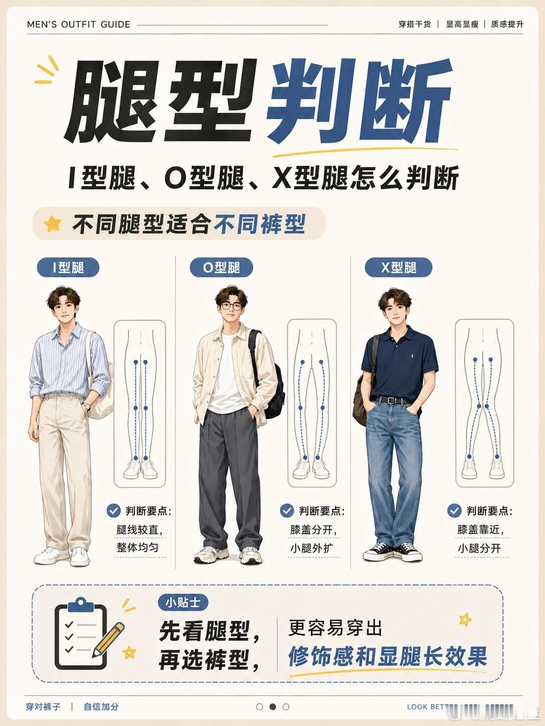 男士裤装穿搭指南｜裤子选对真的显腿长很多男生显矮，不一定不是身高问题，可能是裤