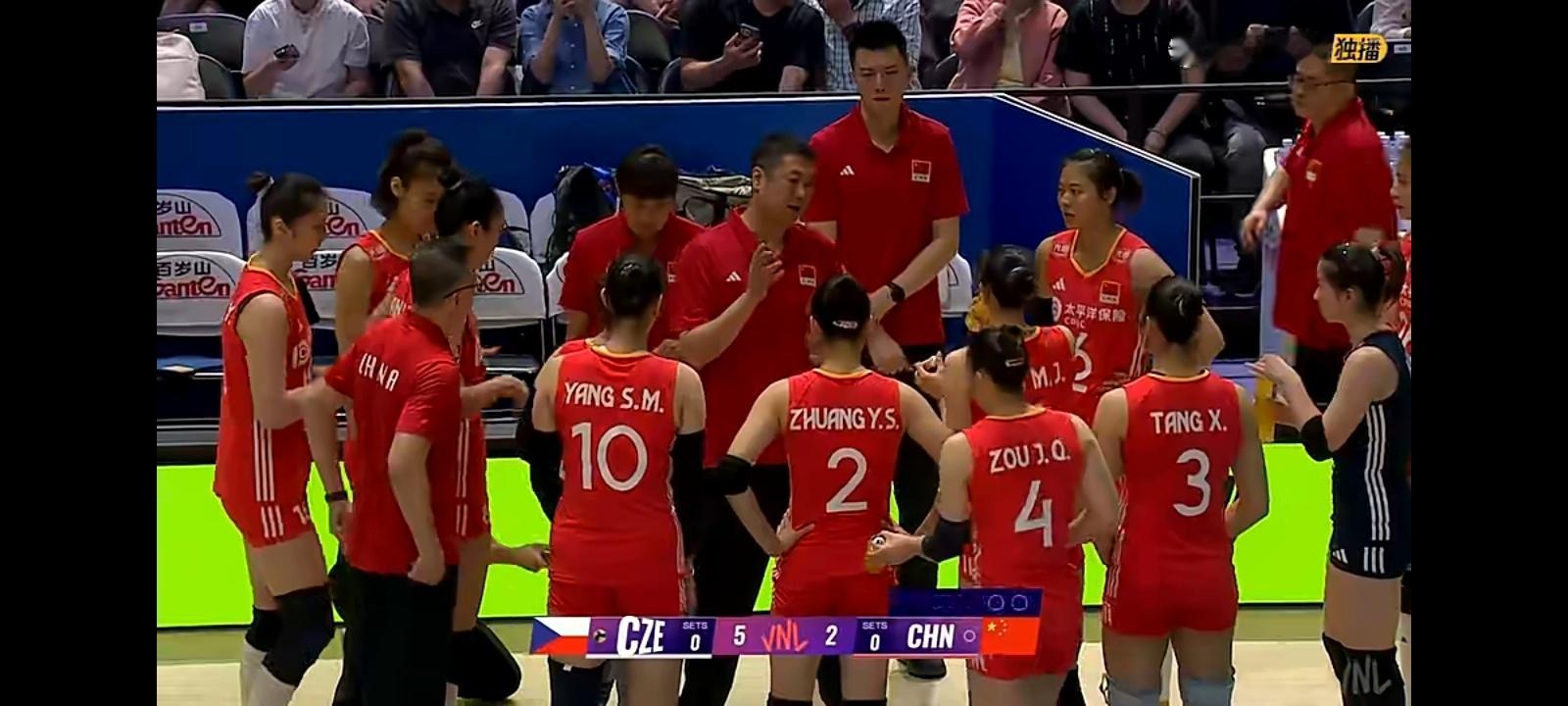 中国女排vs捷克女排2025世界女排联赛今天中国队首发，江苏球员有5个[赞]，
