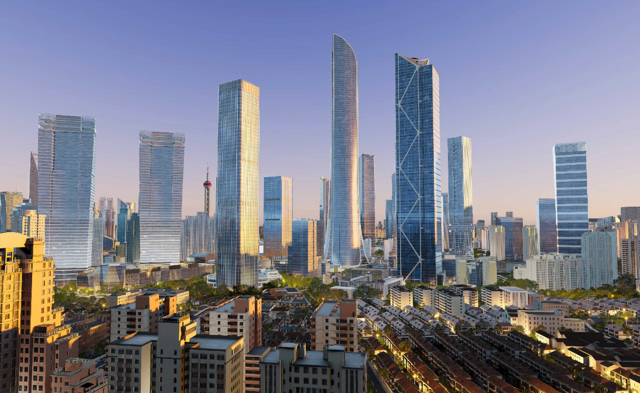 上海北外滩最新效果图，最高地标480米，已经建成上百米了，还有规划中的一栋380