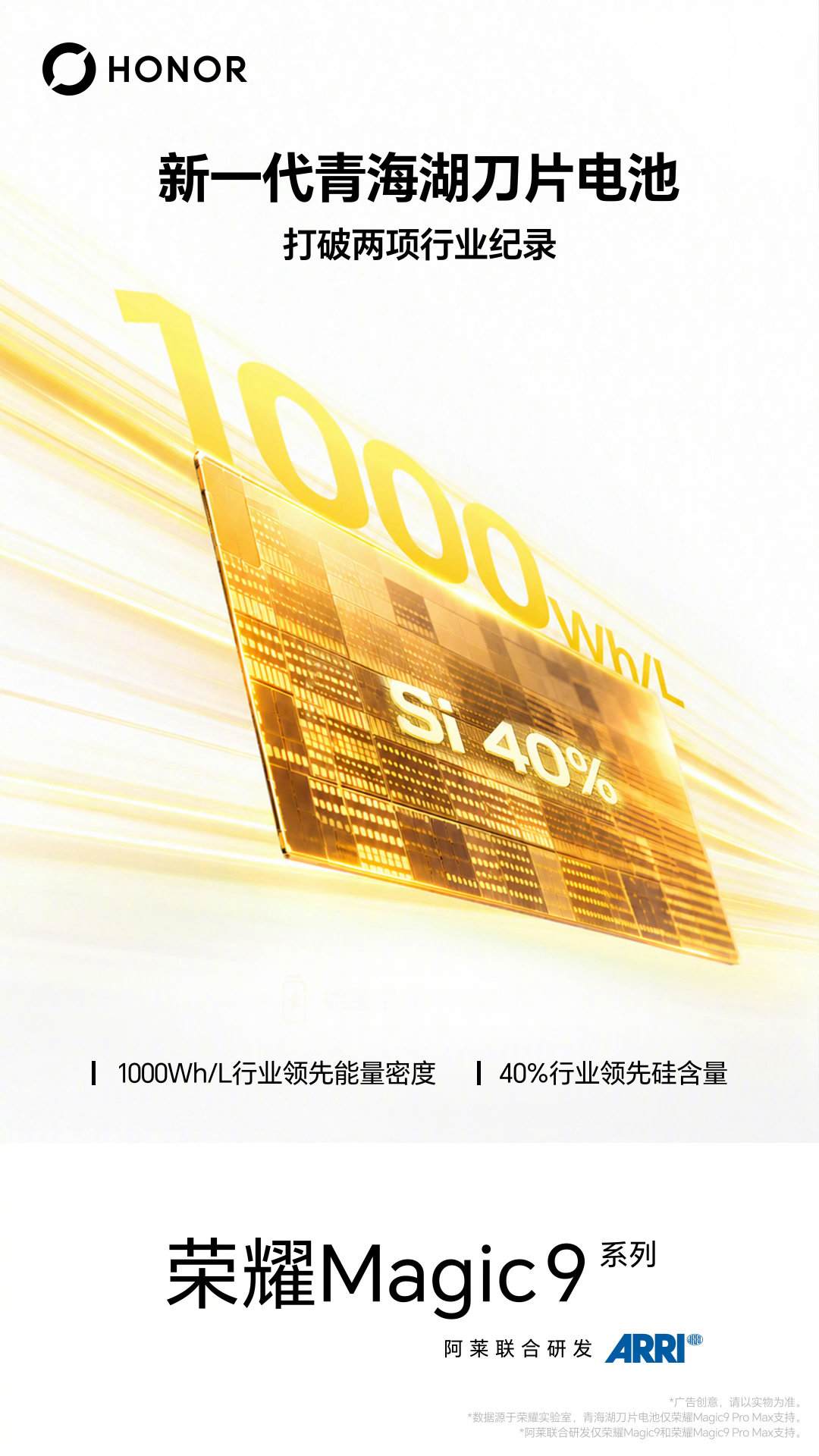 啊？荣耀Magic9系列11000mAh电池？1000Wh/L能量密度40%硅含量....这回好了，