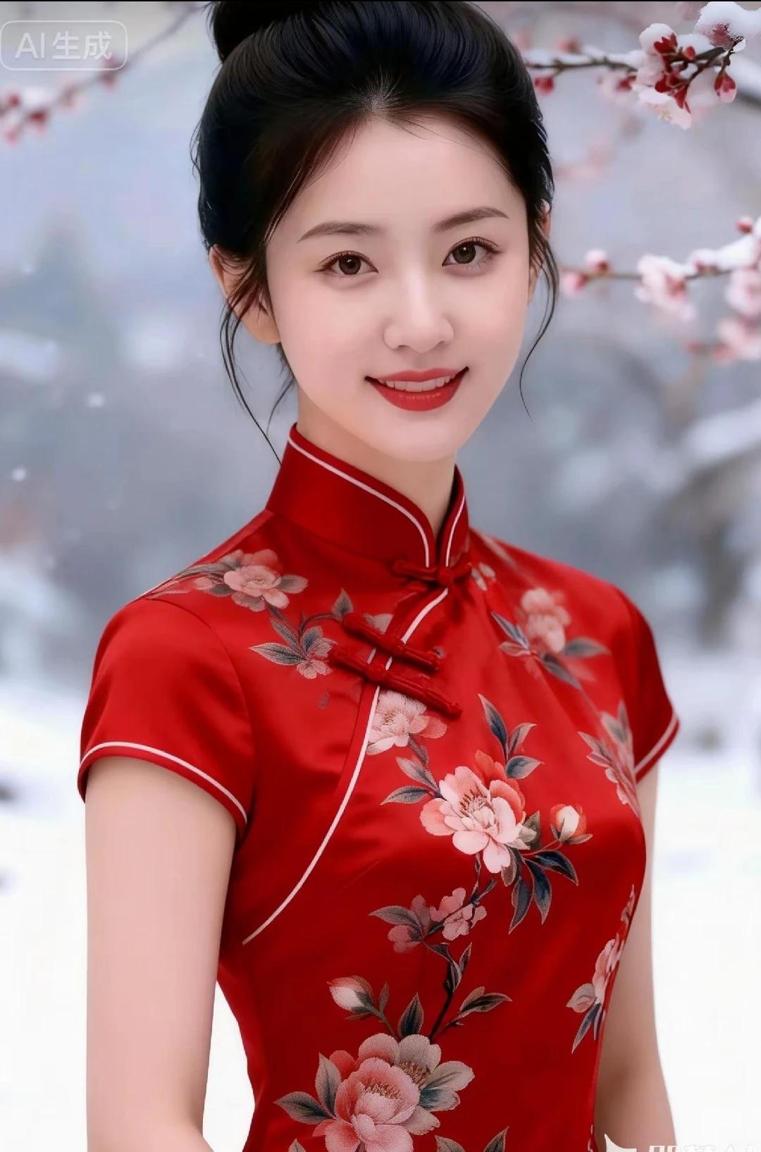 中国服饰，传统文化旗袍风采，婀娜多姿一点嫣红，尽情绽放冰肌玉骨，艳压群芳