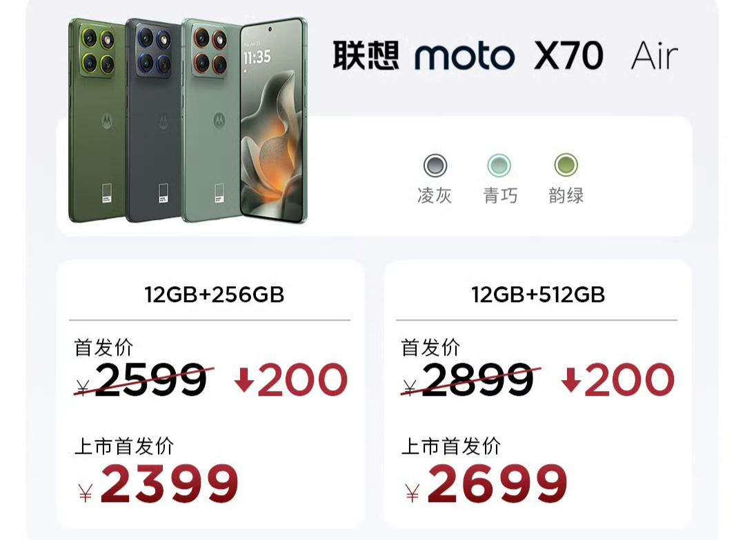 摩托罗拉发布一块厚度只有5.99mm的手机,motoX70Air发布,239