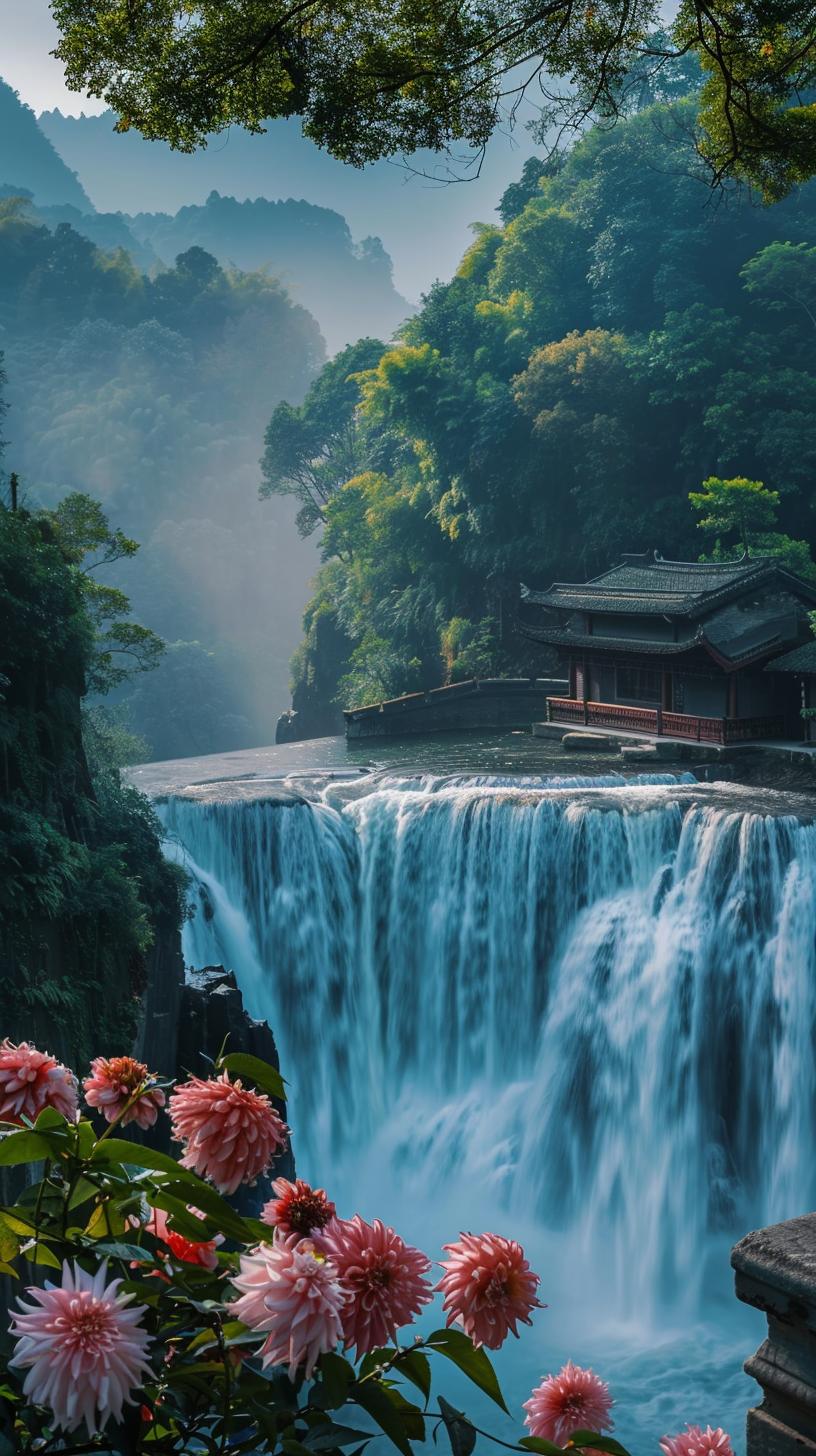 黄果树双瀑辞你该在晨雾未散时来——先撞见陡坡塘那匹“卧在钙华滩上的银缎”。