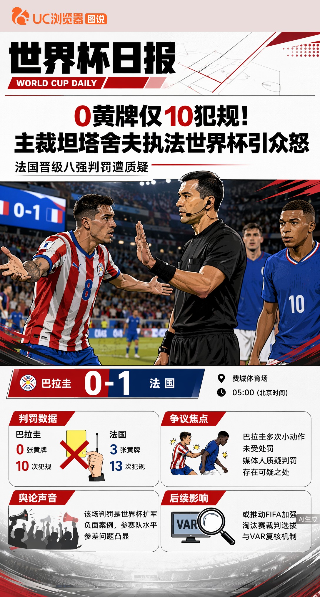 0黄牌仅10犯规！主裁坦塔舍夫执法世界杯引众怒