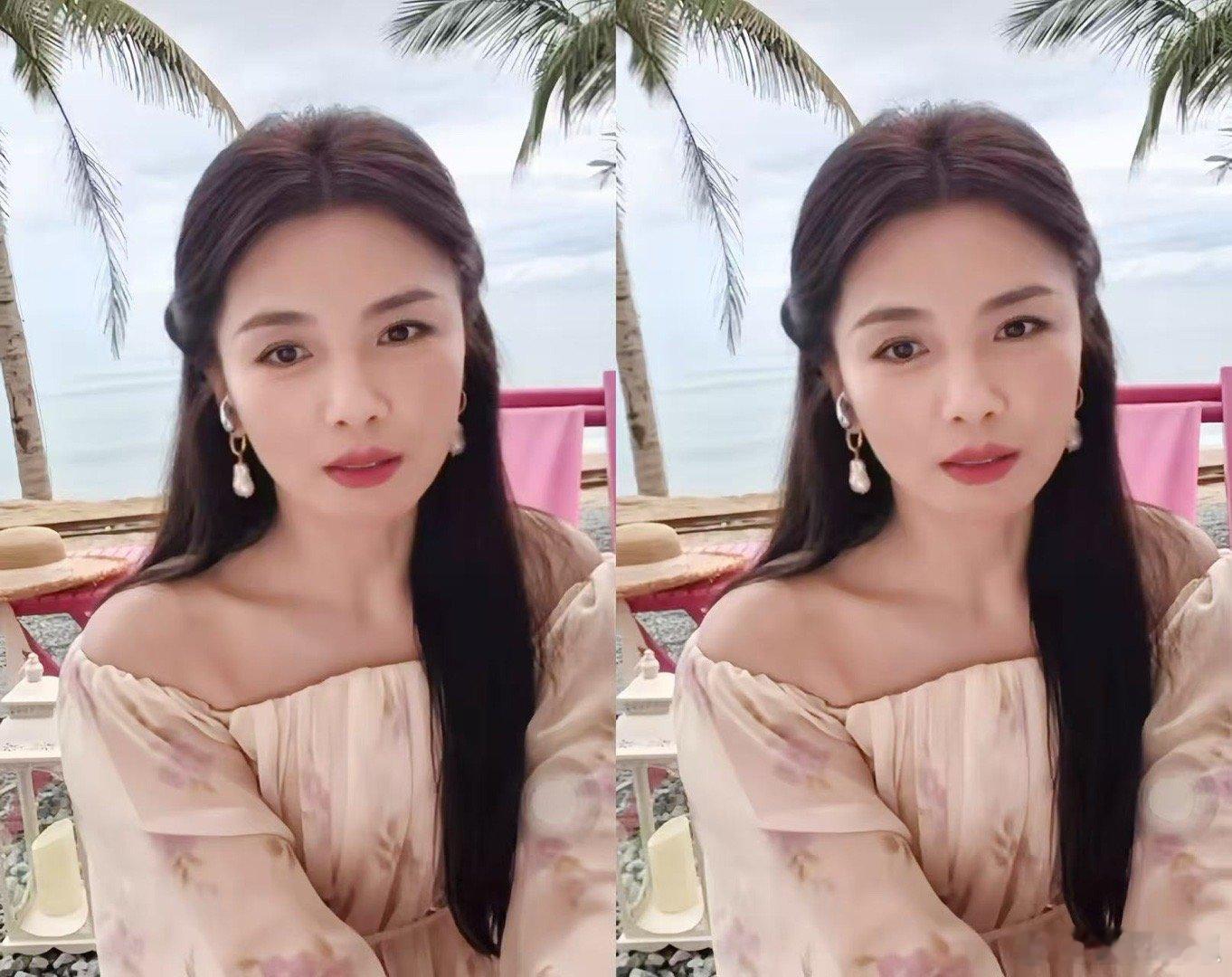 刘涛海边直播看着姐姐在海边说说笑笑，阳光洒在脸上温柔得要命，冷不丁来个幽默暴击