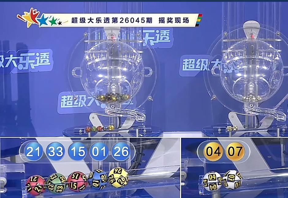 大乐透第26045期开奖号码现已揭晓，开奖号码为：前区01,15,21,