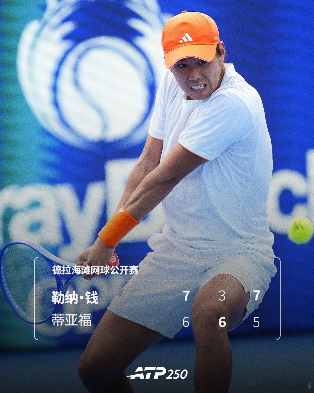 勒纳·钱打进四强🔥ATP250德拉海滩网球公开赛四分之一决赛，4号种子勒纳·钱