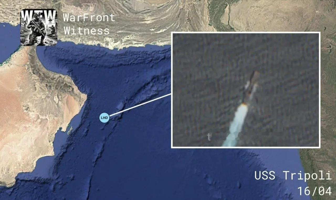 搭载着第31美国海军陆战队远征分队的美国海军“的黎波里”号两栖攻击舰在阿曼湾南部