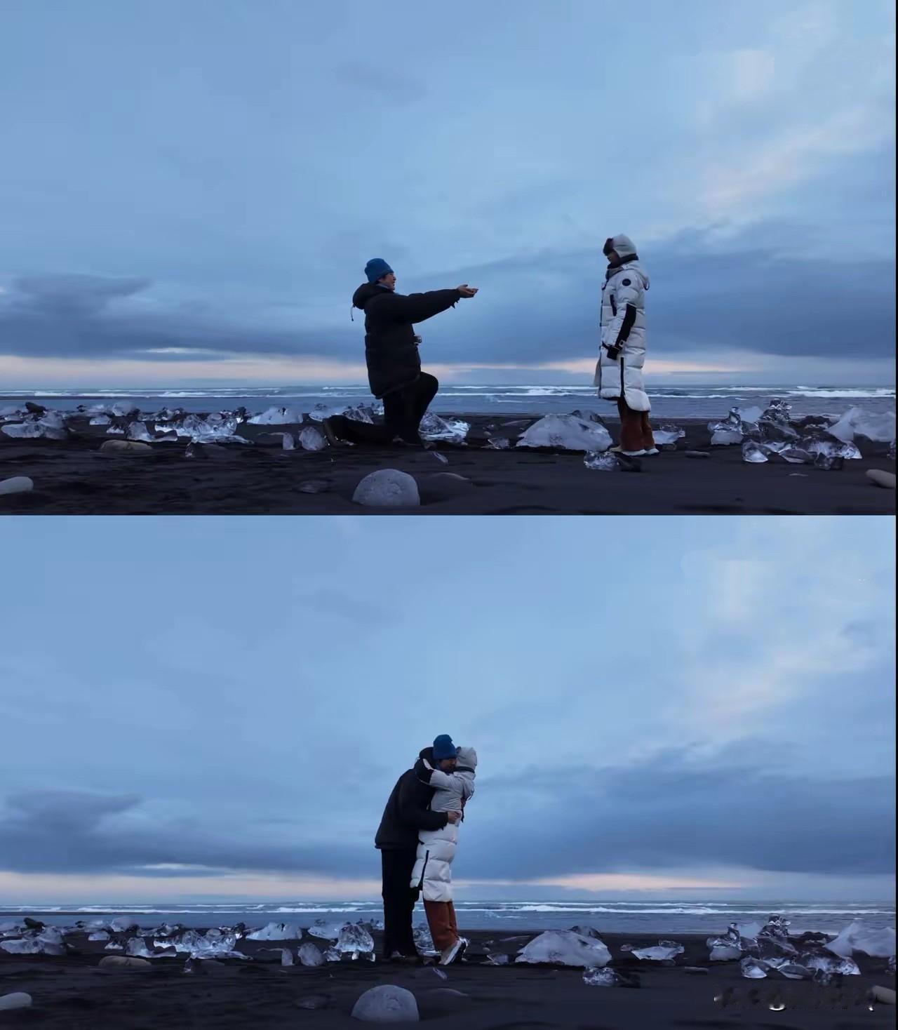 孙程潇居然认真了，竟然真的向金莎求婚了，而且是很正式很有仪式感在冰岛求婚了。