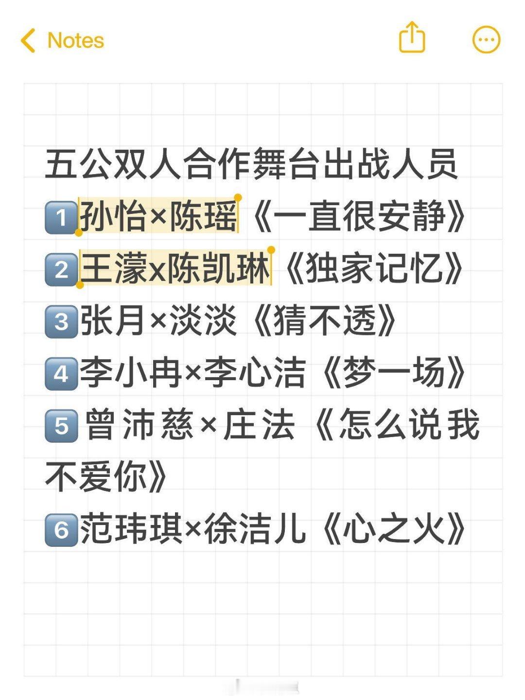 乘风破浪的姐姐五公双人合作舞台出战人员🍉有些没确定的保持希望大家乘风破浪的姐姐