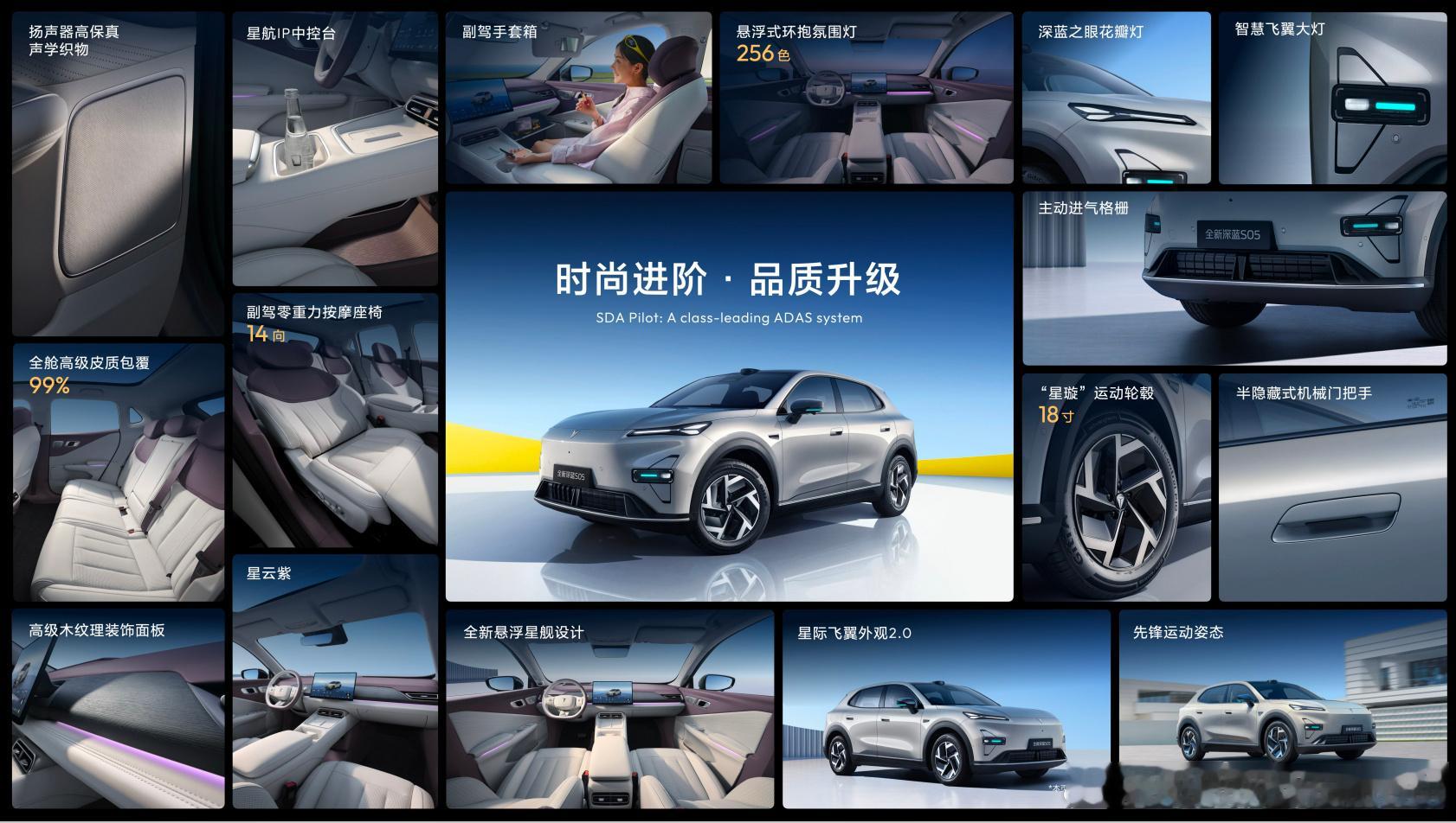 全新深蓝S05正式上市，给大家梳理一下信息点：  1、提供5款车型，限...