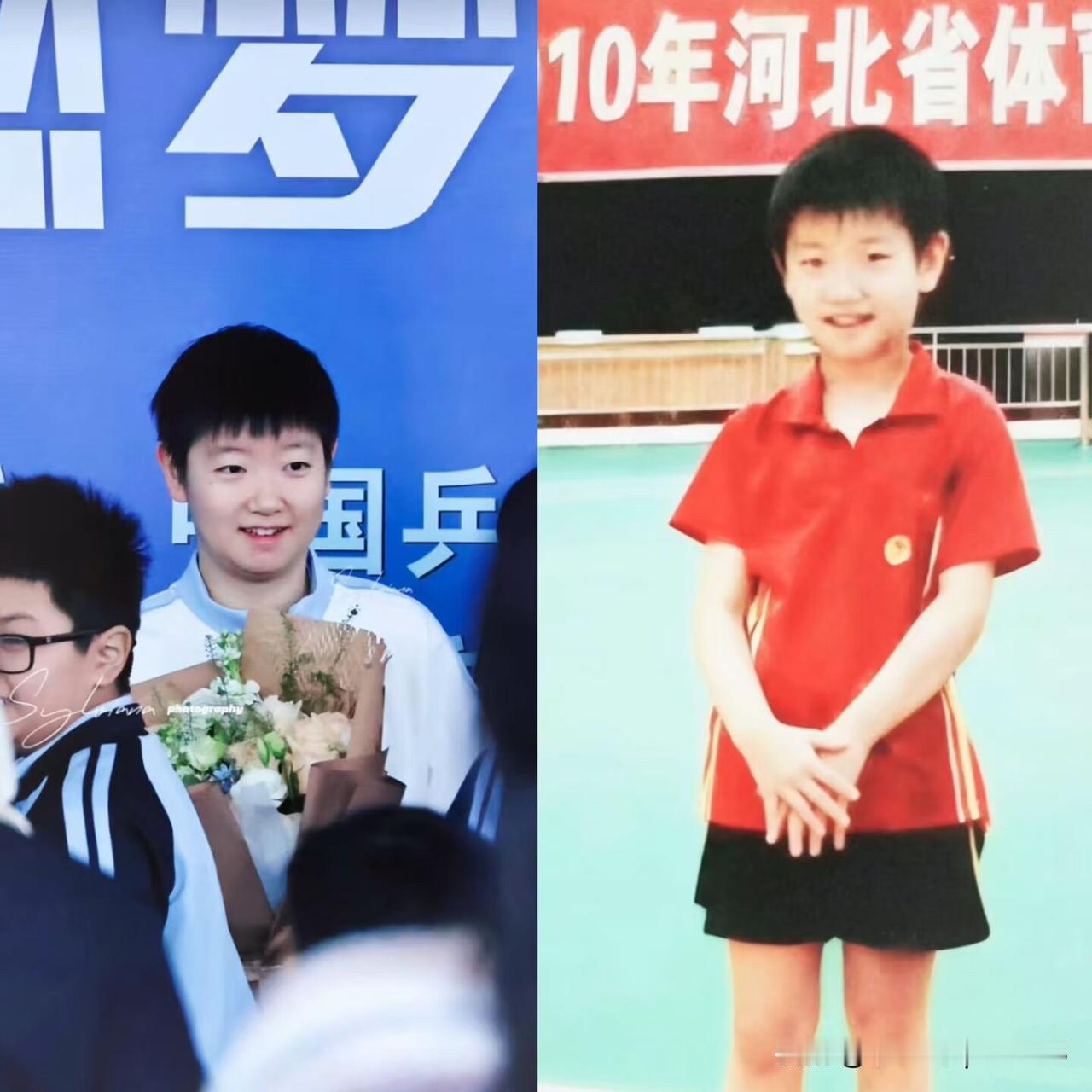 莎莎在活动现场接受采访，站着的样子和小时候一模一样，超级可爱。莎莎佳佳，还有