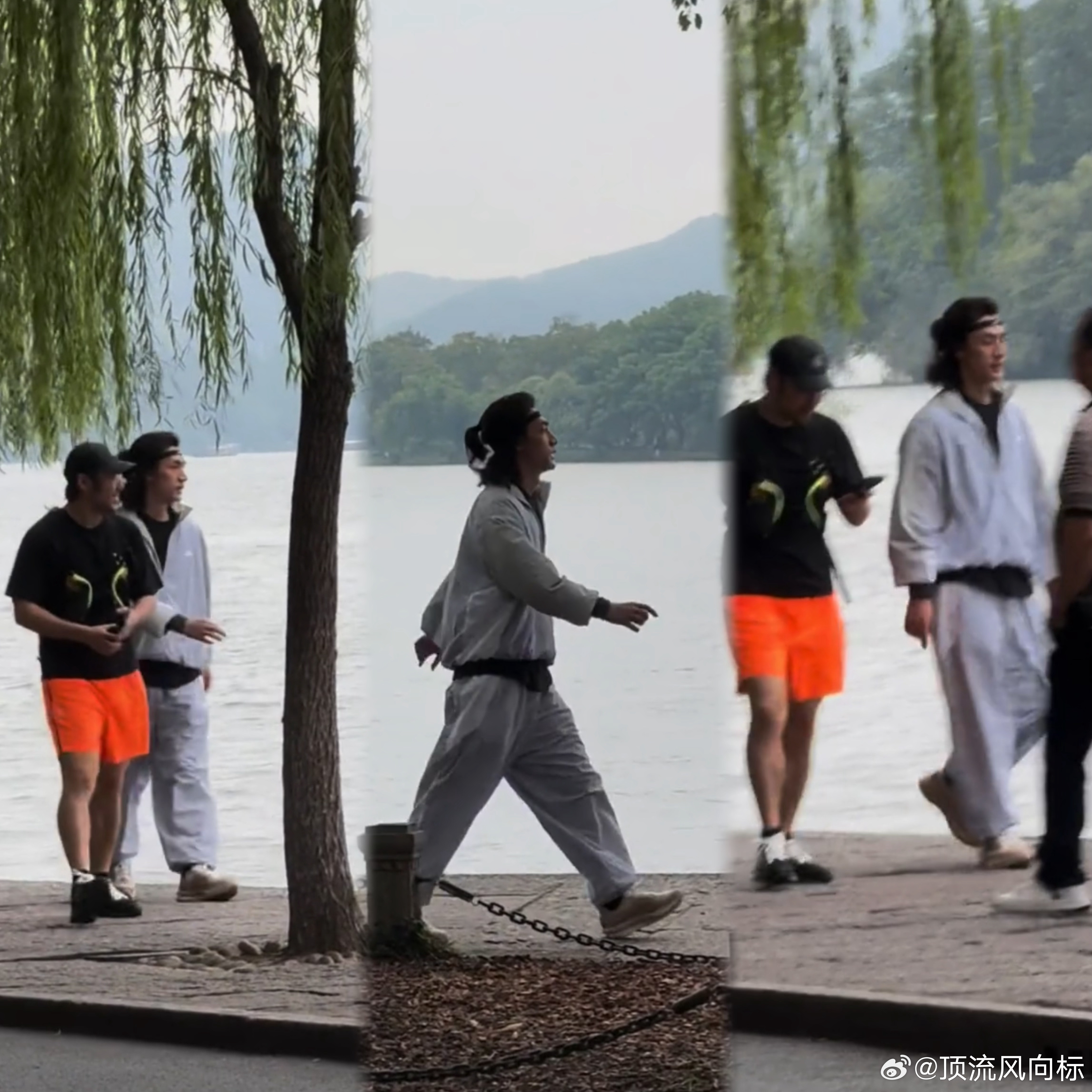 西湖偶遇此沙晨跑杭州的粉丝太爽了：西湖边散步→偶遇此沙→心跳过速💥这是什么