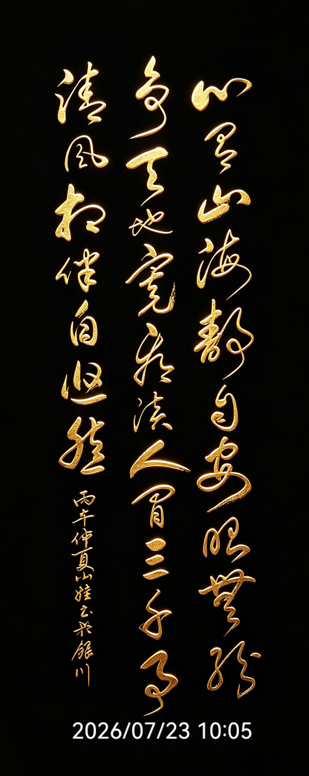 这幅草书作品，写下一句治愈万千普通人的佳句：心有山海静自安，眼无纷争天地宽。淡看
