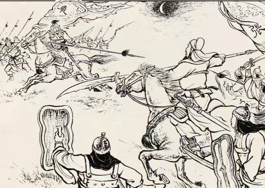 万箭齐发，一刀被斩。他是曹操的徐州守将，奉命要将刘备杀死在徐州。本想在城外埋